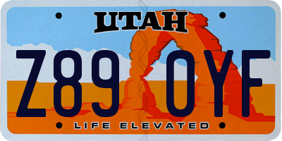 UT license plate Z890YF