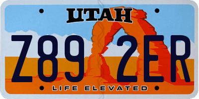 UT license plate Z892ER