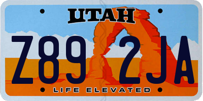 UT license plate Z892JA