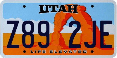 UT license plate Z892JE