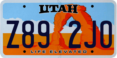 UT license plate Z892JO