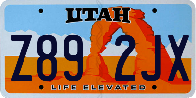 UT license plate Z892JX