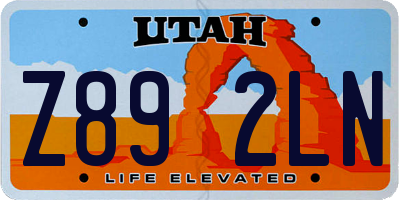 UT license plate Z892LN