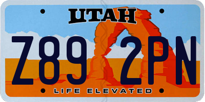 UT license plate Z892PN