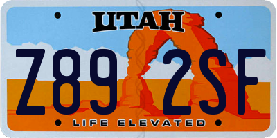 UT license plate Z892SF