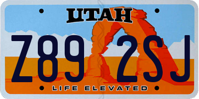UT license plate Z892SJ