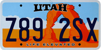UT license plate Z892SX