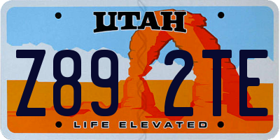 UT license plate Z892TE