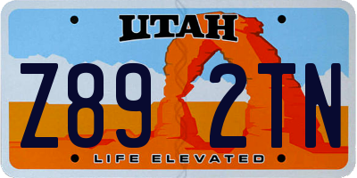 UT license plate Z892TN