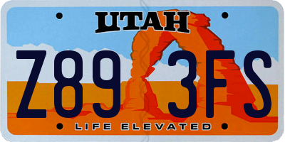 UT license plate Z893FS