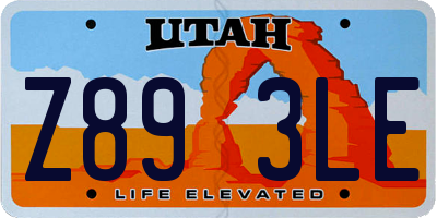 UT license plate Z893LE