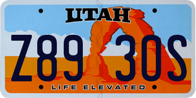 UT license plate Z893OS