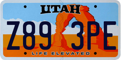 UT license plate Z893PE