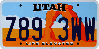 UT license plate Z893WW