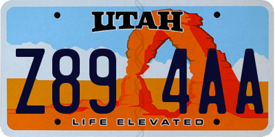 UT license plate Z894AA