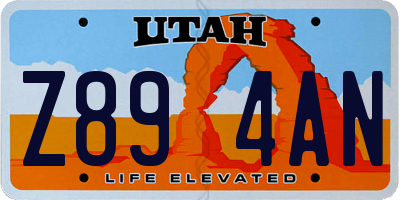 UT license plate Z894AN