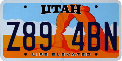 UT license plate Z894BN