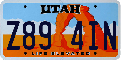 UT license plate Z894IN