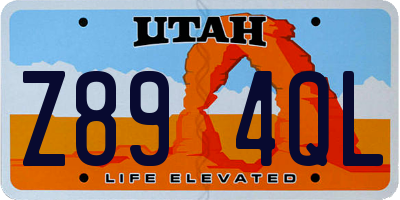 UT license plate Z894QL