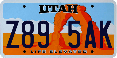 UT license plate Z895AK
