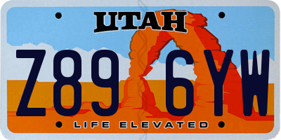 UT license plate Z896YW