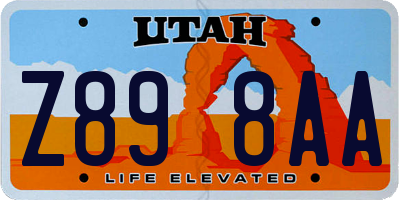 UT license plate Z898AA