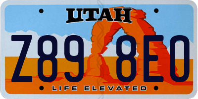 UT license plate Z898EO
