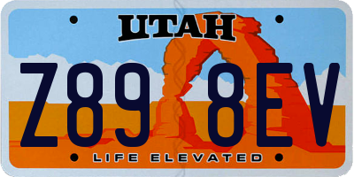 UT license plate Z898EV