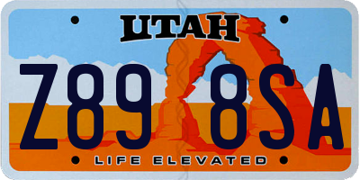 UT license plate Z898SA