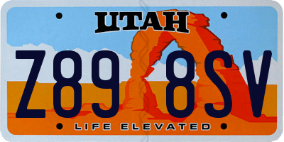 UT license plate Z898SV