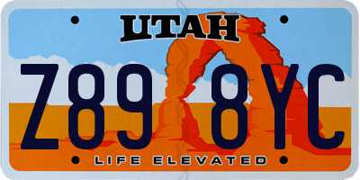 UT license plate Z898YC