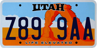 UT license plate Z899AA