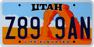 UT license plate Z899AN