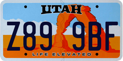 UT license plate Z899BF