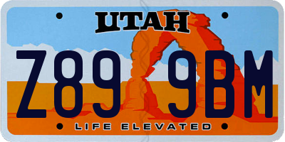 UT license plate Z899BM