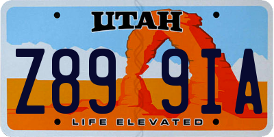 UT license plate Z899IA