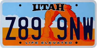 UT license plate Z899NW