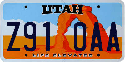 UT license plate Z910AA