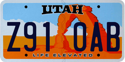 UT license plate Z910AB