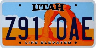 UT license plate Z910AE