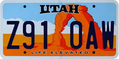 UT license plate Z910AW