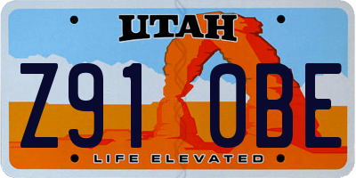 UT license plate Z910BE
