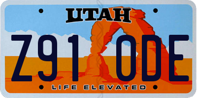 UT license plate Z910DE