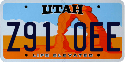 UT license plate Z910EE