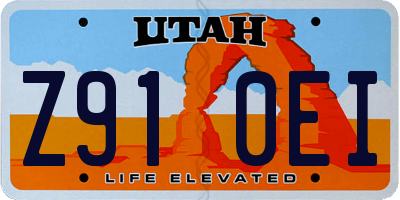 UT license plate Z910EI