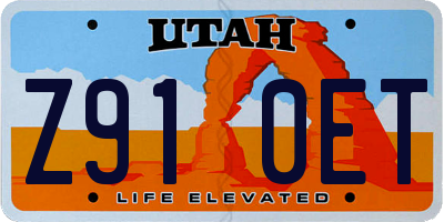 UT license plate Z910ET