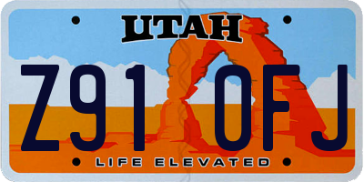 UT license plate Z910FJ