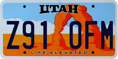 UT license plate Z910FM