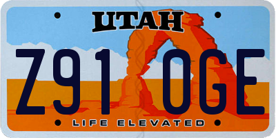 UT license plate Z910GE