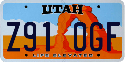 UT license plate Z910GF